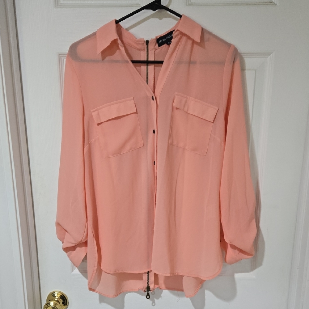 My Michelle Light Coral Button-Down Shirt